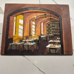 Hand-Painted Restaurant Interior Artwork – Framed Wall Art