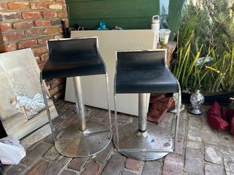 Modern Black Leather Bar Stools Set of 2