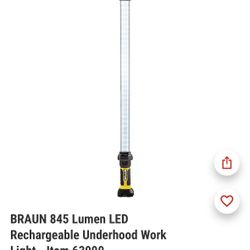 BRAUN 845 Lumen LED Rechargeable Underhood Work Light 