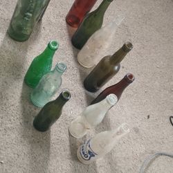 Very Old Wine And Soda Bottles
