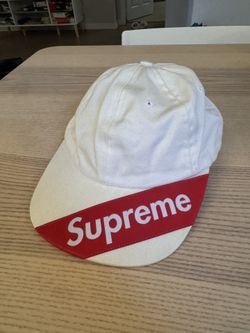 Supreme New Visor Label 6-Panel White Hat Cap All Cotton Leather