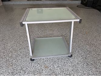 Modern Glass End Table on Wheels