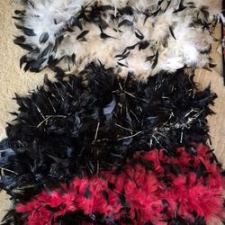 Fun Feather Boas - Set of 3! (Black, Red, White/Black) - Costume & Party Ready - $15