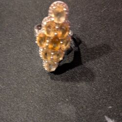 Natural Citrine & Diamond To Ring 