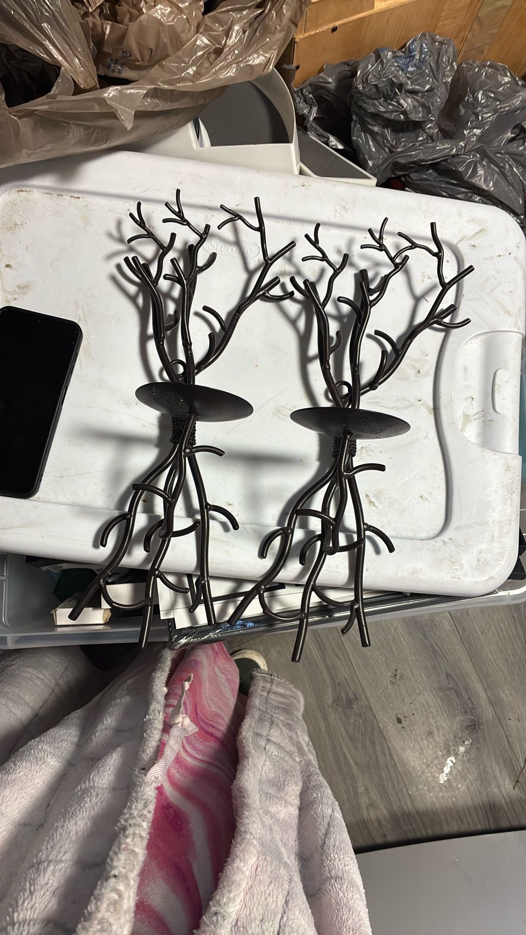 Black Raw Iron Candel Holder