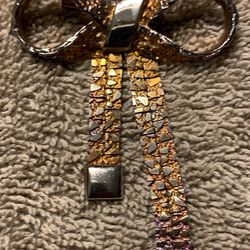 80s Vintage Gold/Fo Toned Textured Bow