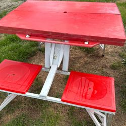 Red Folding Table For Kids Outdoors