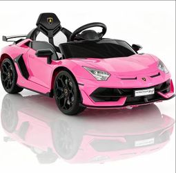 Ride on Car for Kids 12V Licensed Lamborghini Electric Vehicles Battery Powered Sports Car with Control, 2 Speeds, Sound System, LED Headlights and Hy