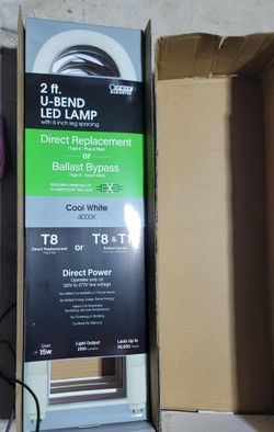 6409: New Electric Hybrid All-In-One U-Bend G13 (Medium Bi-Pin) LED Bulb Cool White 2 ft. U-BEND LED LAMP with 6 inch Leg Spacing