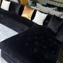 Nice Black U Sectional Sofa 