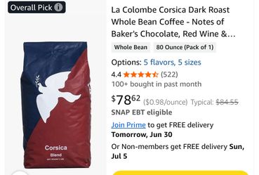 La Colombe Corsica Dark Roast Whole Bean Coffee
