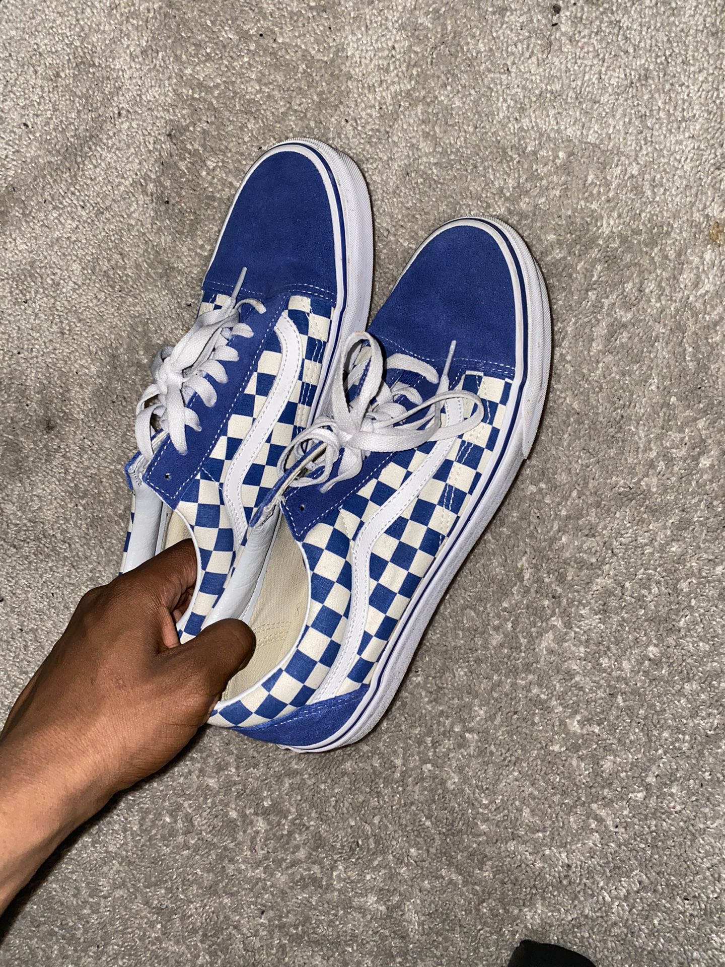 old school blue and white checker board vans (size 11)