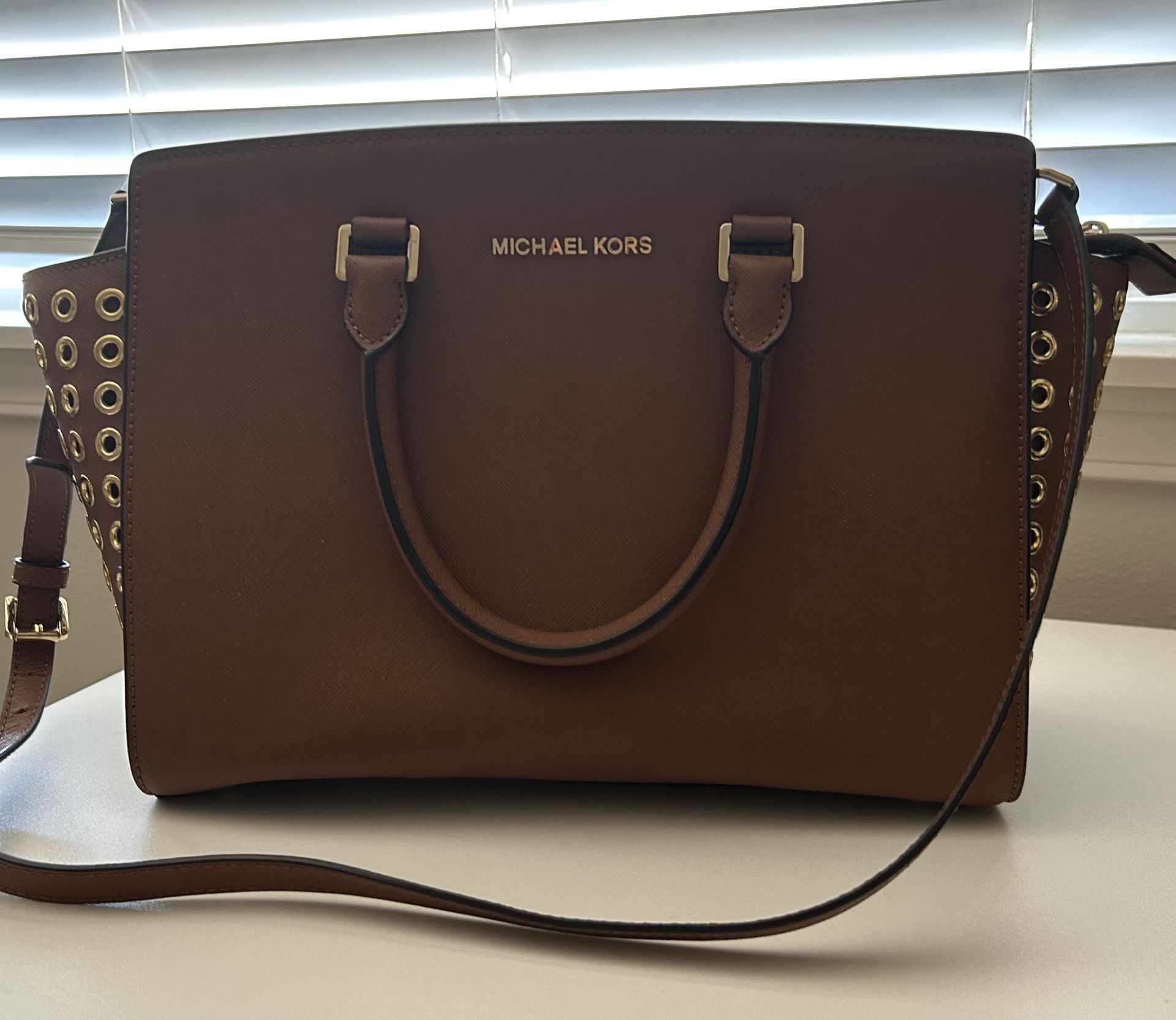 Michael Kors Selma Grommet Large Saffiano Satchel Bag