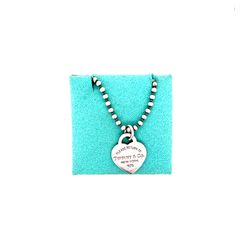 T&Co. 925 Heart Tag Beaded Necklace