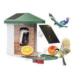 Bird Feeder with Camera with Al Identify Birds Species Solar Panel, Smart Bird House with Cam, 2K Live View, Instant Arrival Alerts🆕👍Retails $159.99