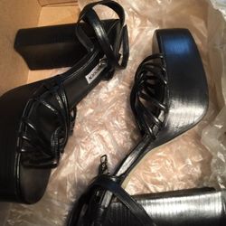 Steve Madden black Leather Platform Dancer Shoes size 6