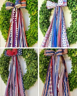 Handcrafted Patriotic Ribbon Bow Bundles in 4 Styles
