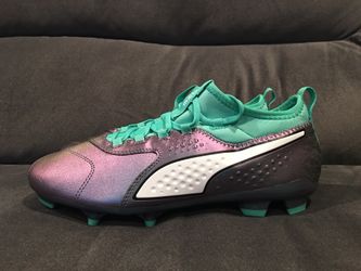 Puma One 3 IL Leather FG Soccer Cleats Teal Silver Mens Size 9
