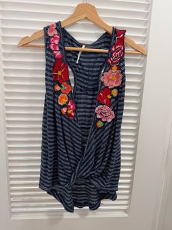 Free People Embroidered Sleeveless Top