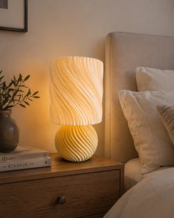 Warm Wave Table Lamp – Cozy Ribbed Accent Light for Home Decor