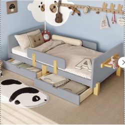 Twin Size Platform Bed with Storage Drawers 
