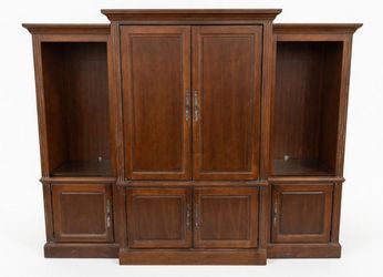 Dark Wood China Cabinet Hutch - 2-Door Upper Display with Lower Storage