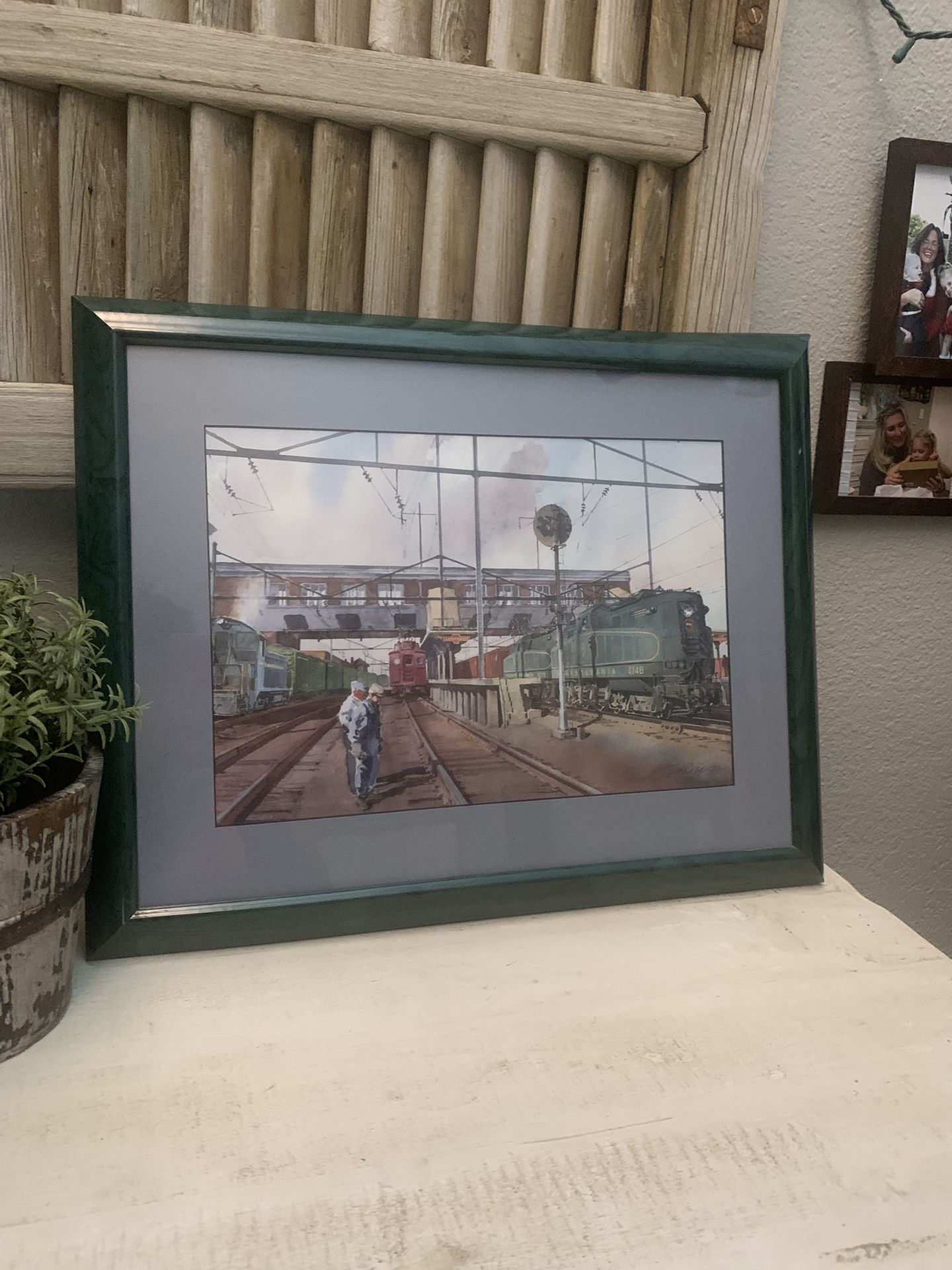 Vintage (1990) Ted Rose watercolor painting of a train in Pennsylvania