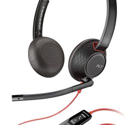 Poly Blackwire 5220 USB-A Wired Headset (Plantronics) - Flexible Noise-Canceling Boom Mic - Ergonomic Design - Connect to PC/Mac, Mobile via USB-A or 