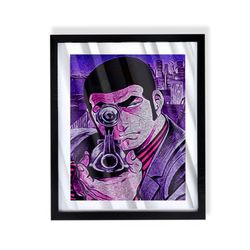 anime Golgo 13 art piece on black frame