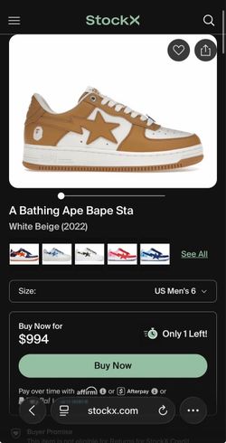 tan a bathing ape bape sta size 6m