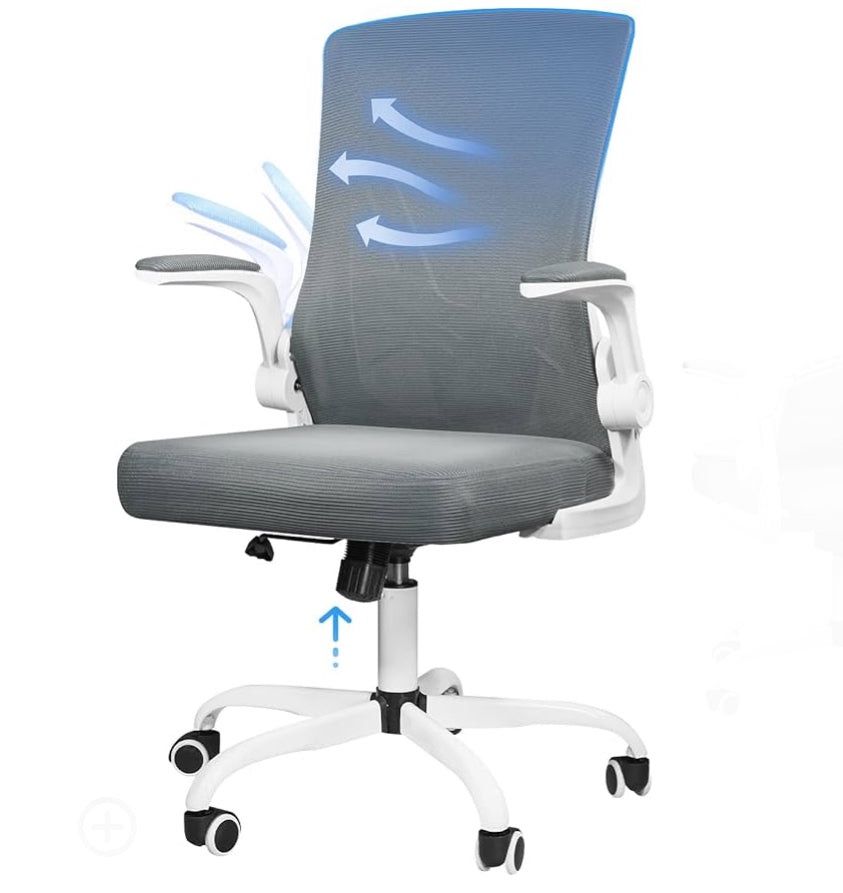 Reduced - Desk Chairs with Wheels, Ergonomic Office Chair Mesh Office Chair Back Support and Flip-up Arms for Adults, Executive Office Chair Swivel Ta