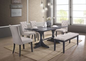 Dining Set - Table, 4 Chairs & Bench (also available - Table &6 Chairs)