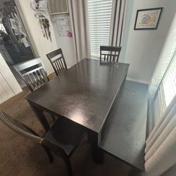 Dining Table with Butterfly Leaf, Bench and Chairs