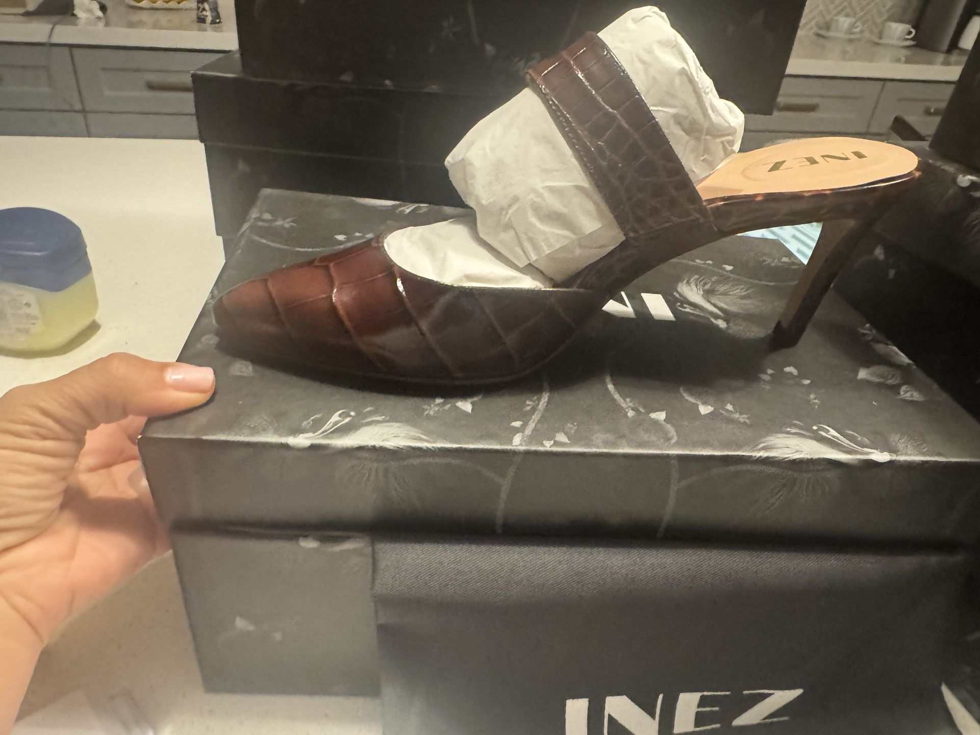 Brand New Made In Spain, Crock, Mules, Black, And Mocha