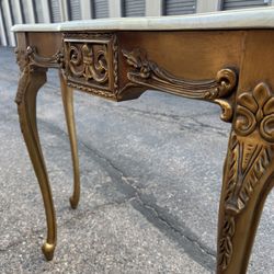 Italian Style Cream Painted Marbletop Console Table
