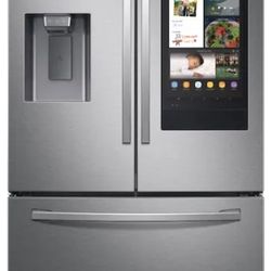 Samsung - 26.5 cu. ft. Large Capacity 3-Door French Door Refrigerator with Family Hub™ and External Water & Ice Dispenser - Stainless steel