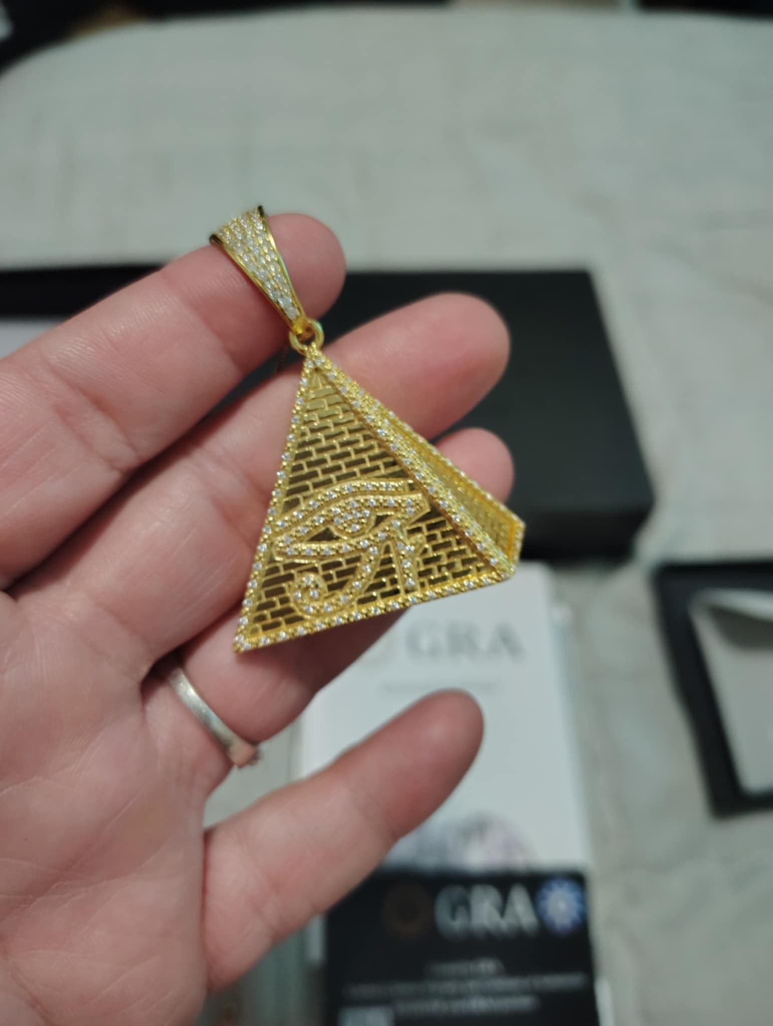 Moissanite 925 Gold Filled Pendant With 24 Inch Box Chain