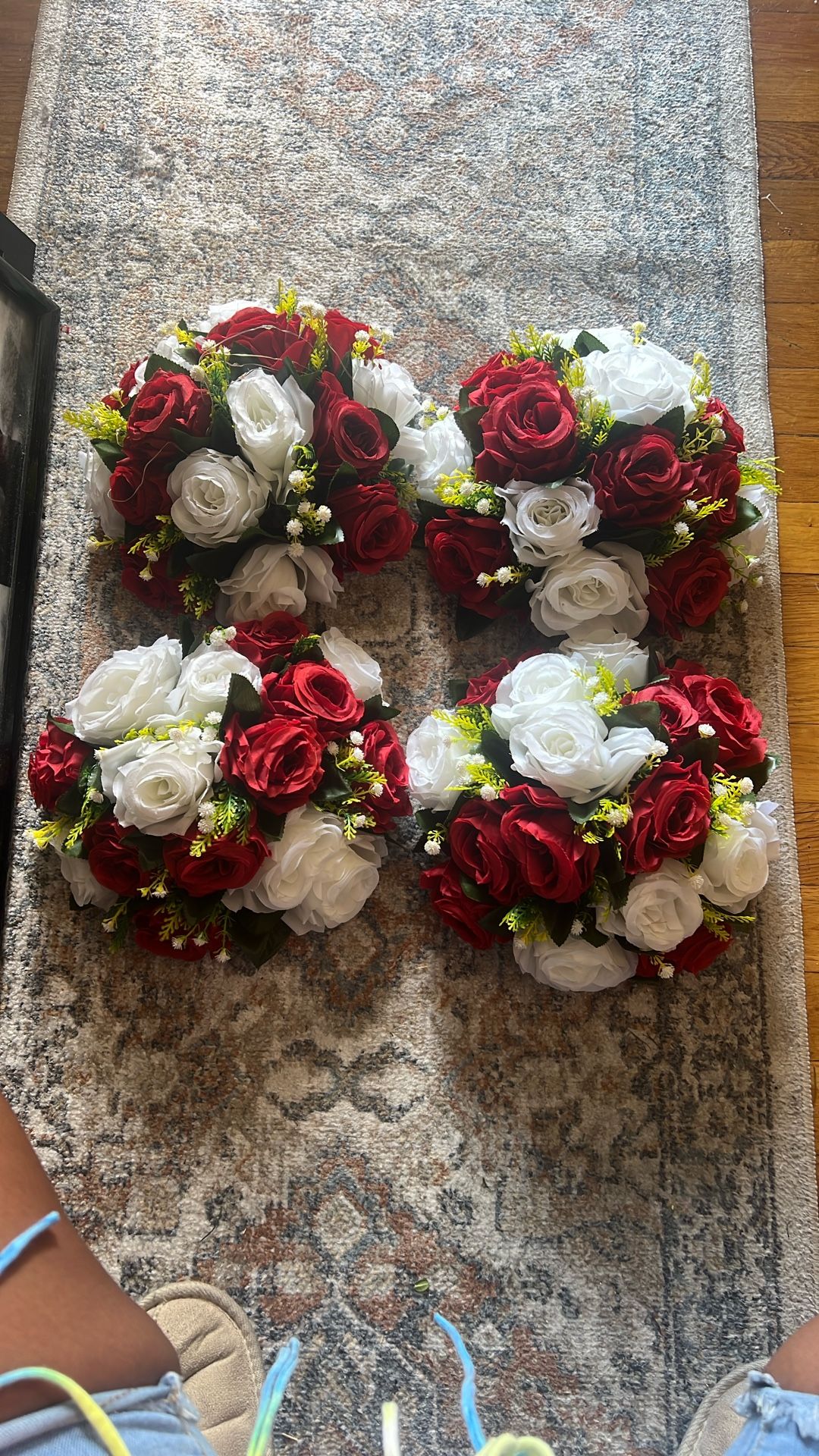 Quantity: (4) Piece Red Flower Centerpieces