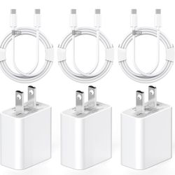 iPhone 15 Charger 10FT - 3 Pack 20W USB C Wall Charger + 10FT USB C to C Cables