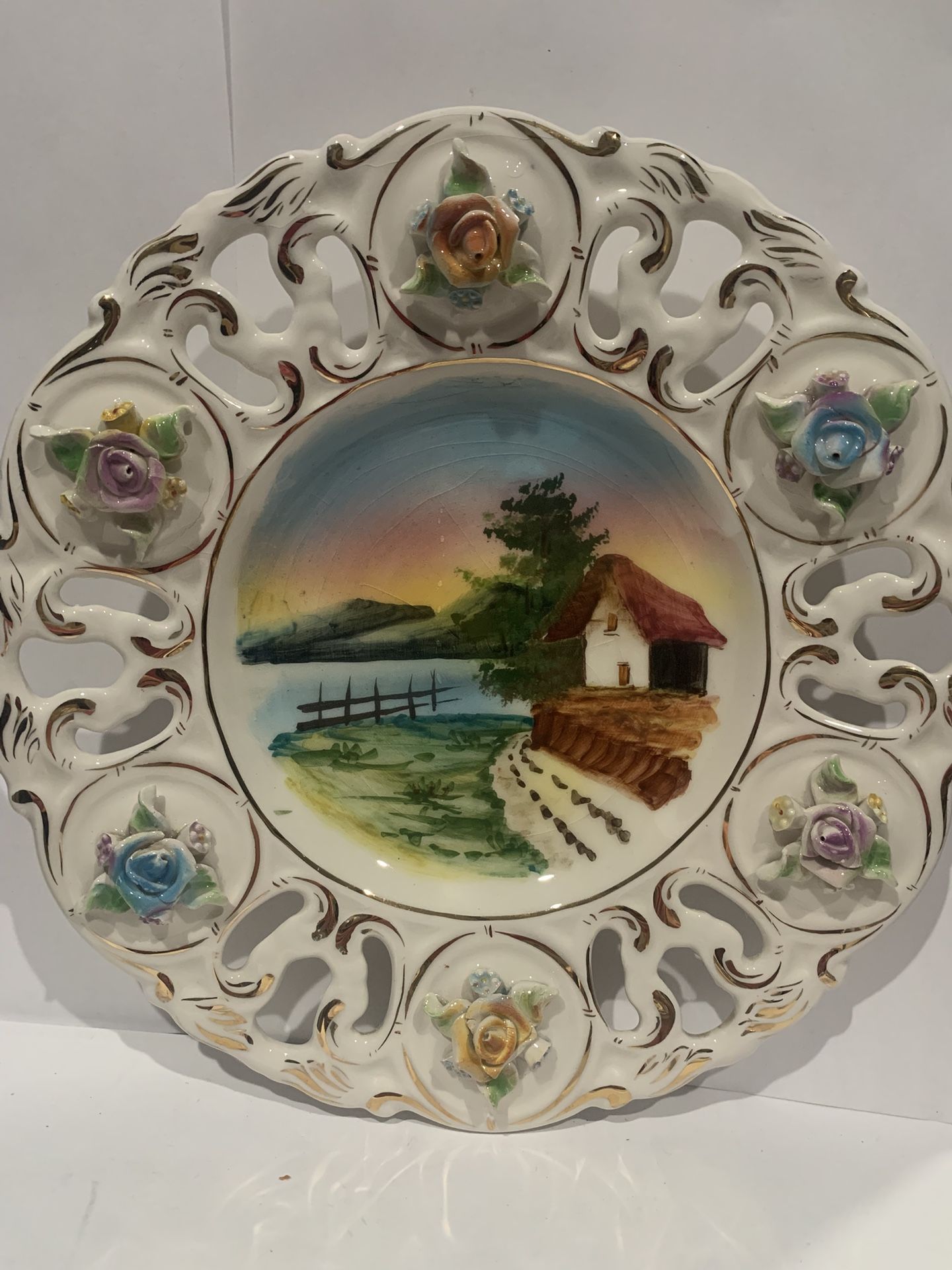 Vintage Hand Painted Plate