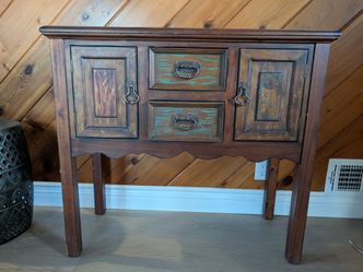 Rustic Wood Console Cabinet with Drawers