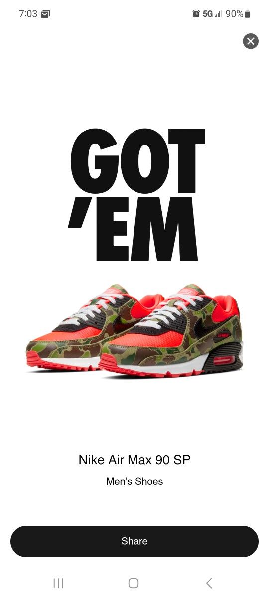 Nike Air Max 90s Camo Mens Size 9.5 New In The Box