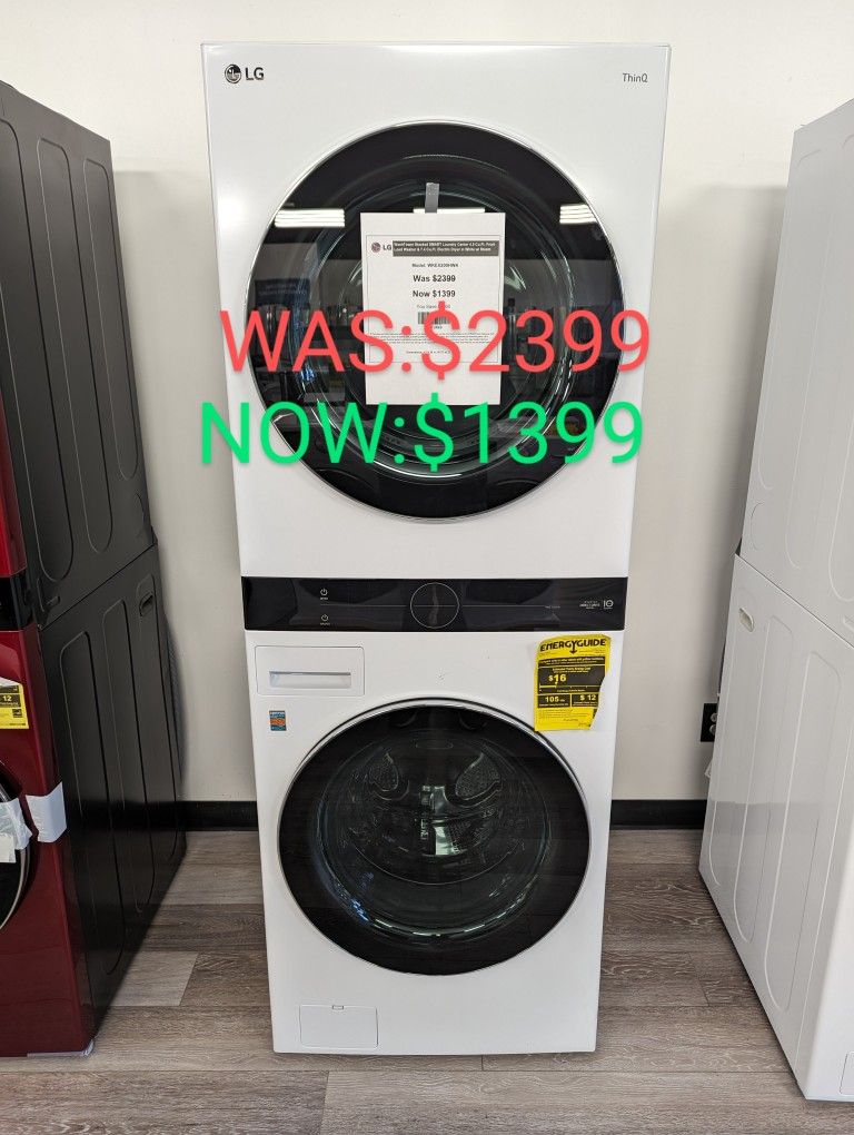 LG WashTower. 4.5cu Front Load Washer and 7.4cu Electric Dryer with