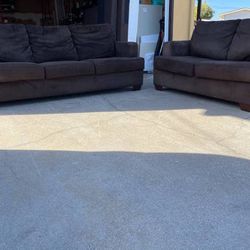 Dark Brown Couch And Loveseat Set