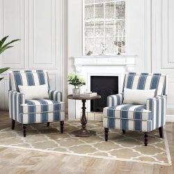 25.6-in W Modern Blue/White Accent Armchair