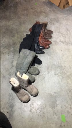 six women's pairs of boots. 6,7,8size