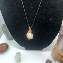 🔥HUGE SALE Handmade Rainbow Moonstone copper wrapped Tumbled pendant Necklace