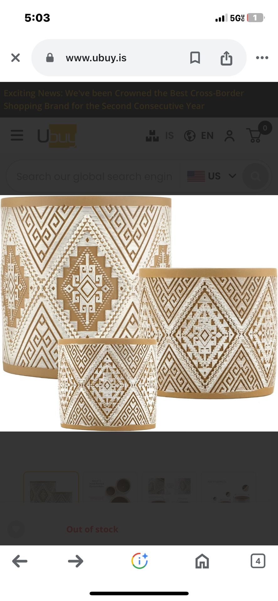 3 Piece Hand Painted Cement White Plant Holders