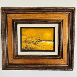 Framed Coastal Beach Painting Seagulls Ocean Original Wall Art