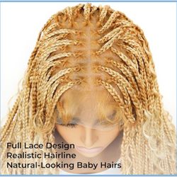 36" Full Lace Boho Box Braided Wig – Ombre Blonde, Knotless, Baby Hair